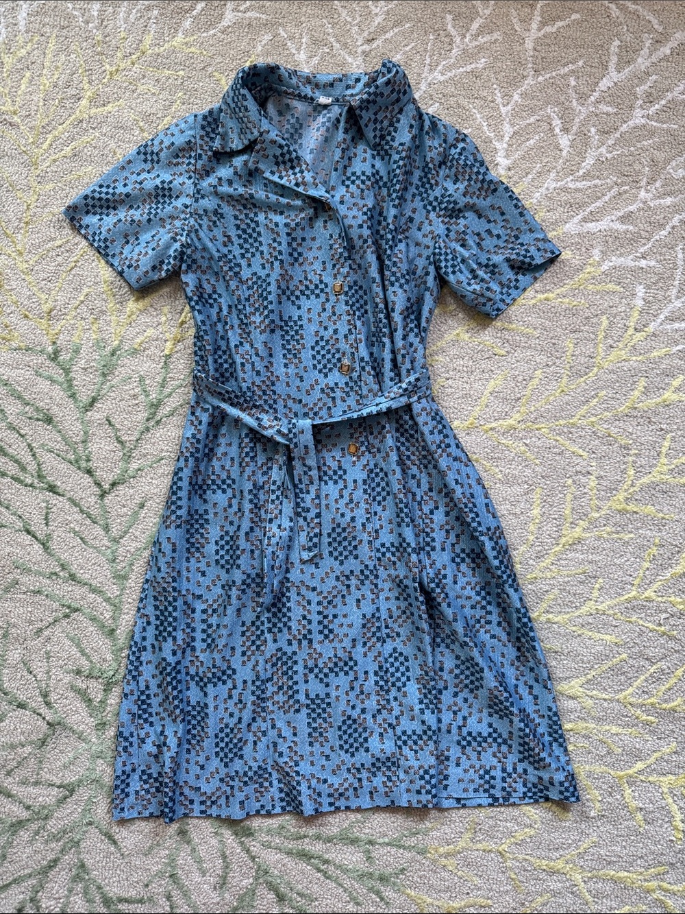Vintage 1960s polyester Japanese house dress S